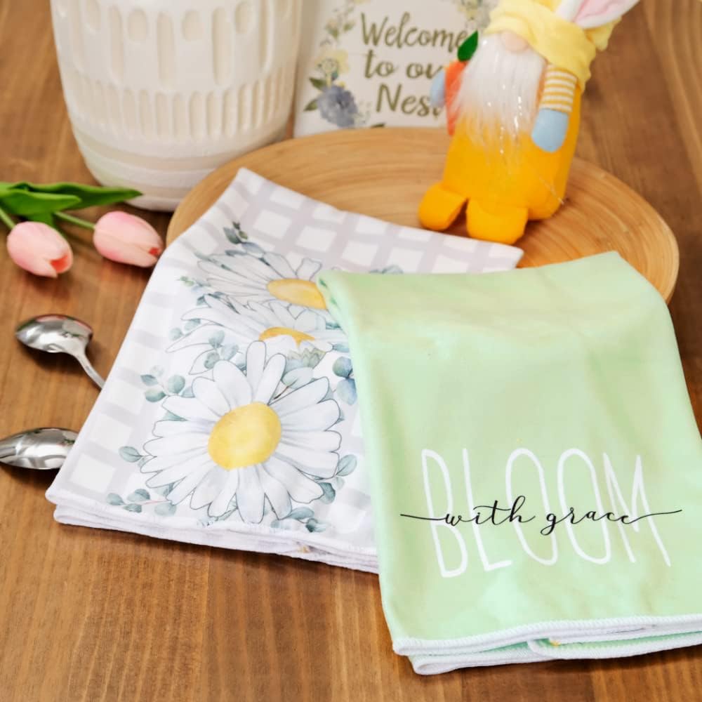 Toallas de cocina de primavera para decoración del hogar, paños de cocina a cuadros de búfalo de 18 x 26 pulgadas, ultra absorbentes, paño de secado