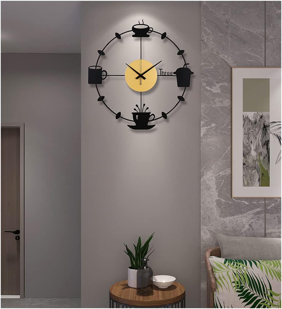 AOKLEY Reloj de pared – Reloj de pared para cocina, café, decoración moderna y minimalista de arte abstracto, 20 pulgadas, silencioso, sin tictac,