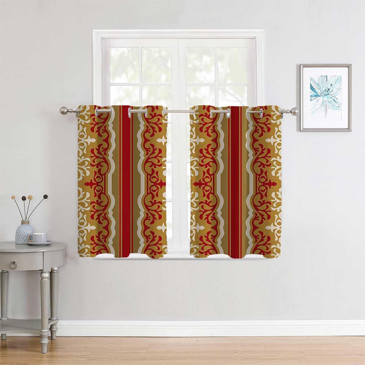 YANFENQI Mini Curtains Arabesque Hallway Curtains Cortinas para Ventanas De Cuarto 55Inch Width by 72Inch Length,2 Panels