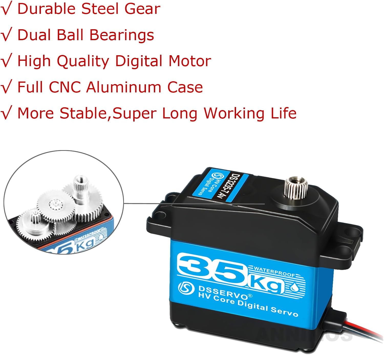 Servo digital de 77.2 lbs RC 7.4 V servo motor de dirección 25T engranaje de metal completo alto par de alta velocidad impermeable para 18 110 112