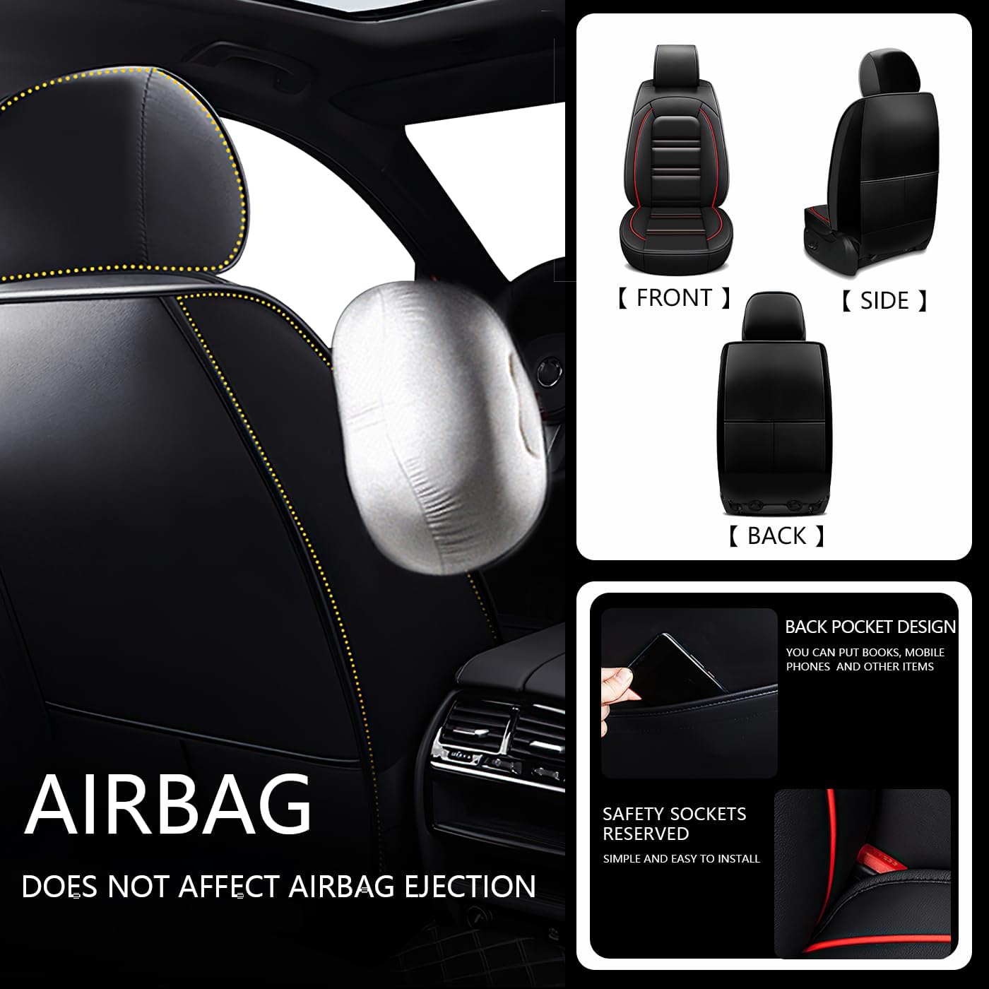 Fundas de asiento de automóvil para Mercedes-Benz GLS 550 2017-2019, 7 fundas de cuero para asientos, fundas de asiento delantero y trasero,