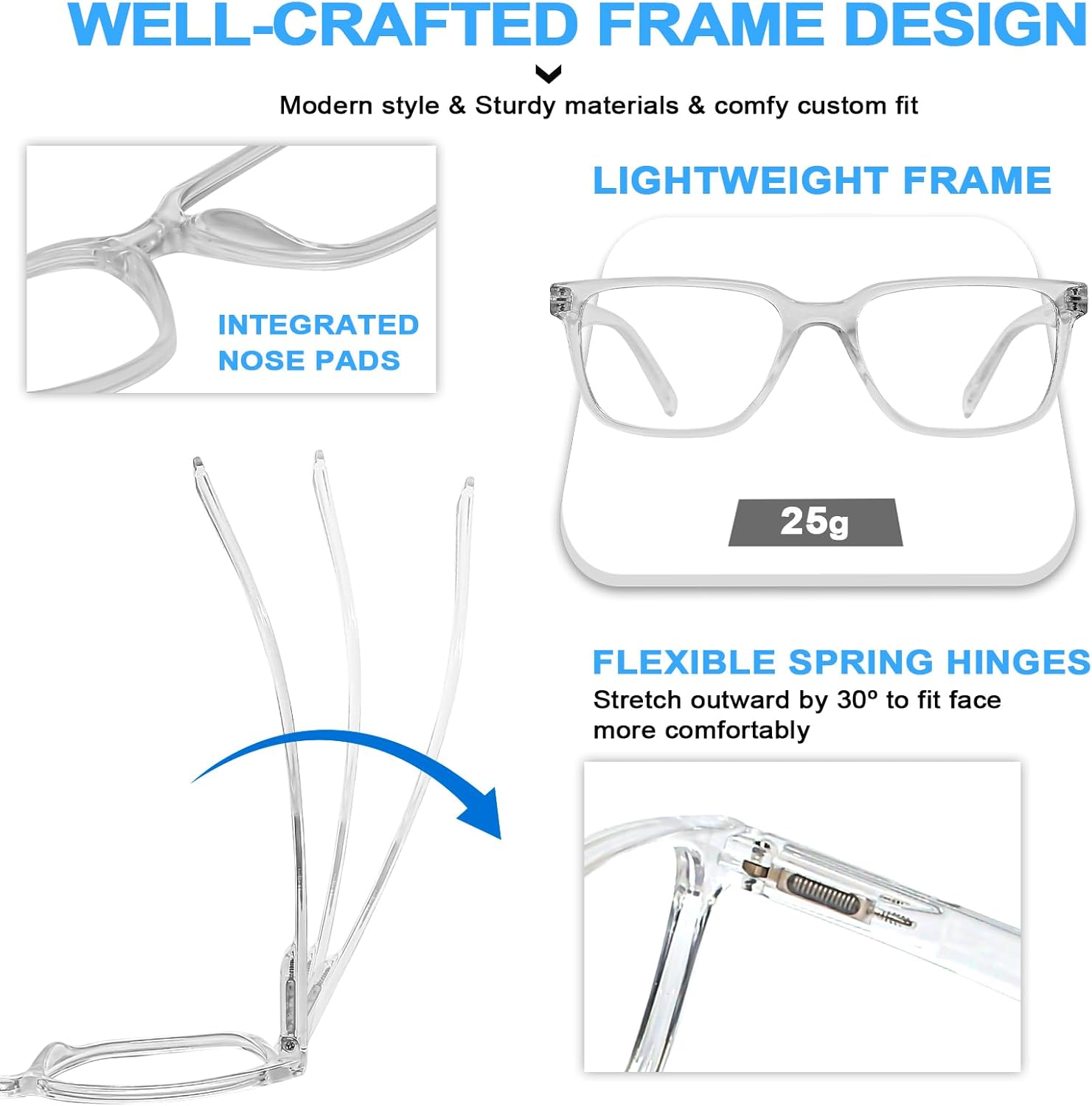 Gafas de lectura con bloqueo de luz azul para hombres lectores de computadora 0.0 1.0 1.25 1.5 2.0 a 4.0
