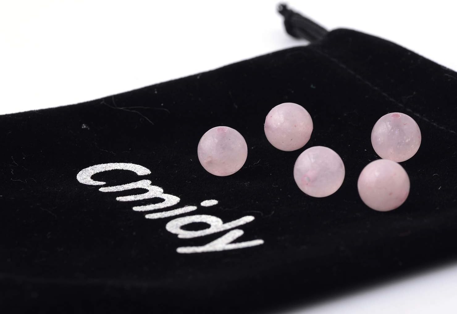 Cuentas de piedra natural, 100 cuentas redondas de cuarzo rosa de 0.315 pulgadas (0.315 in), cuentas sueltas de piedra auténtica, tamaño de agujero