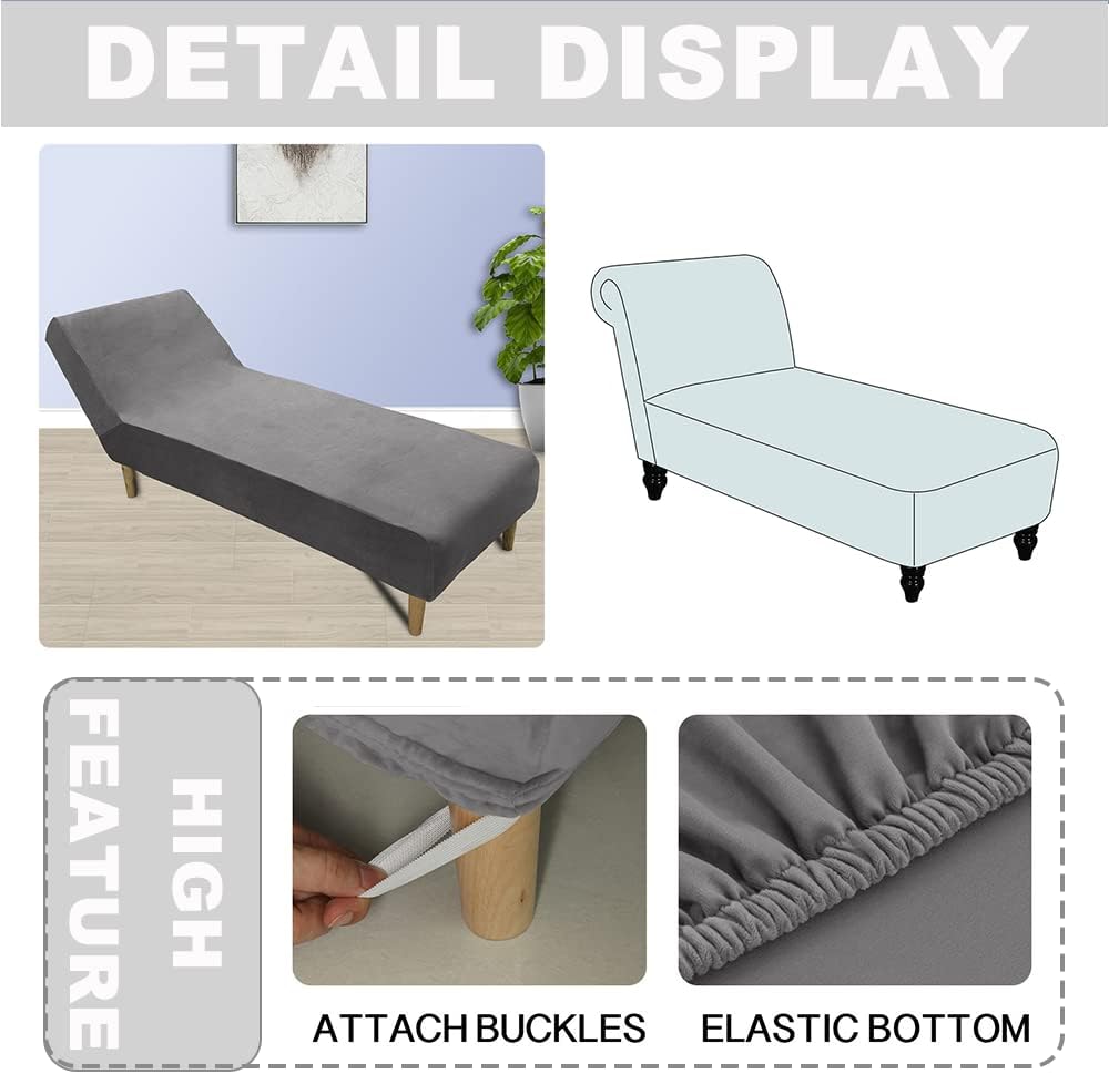 Funda elástica de terciopelo gris para tumbona sin brazos, funda para sofá reclinable, funda para muebles (gris)