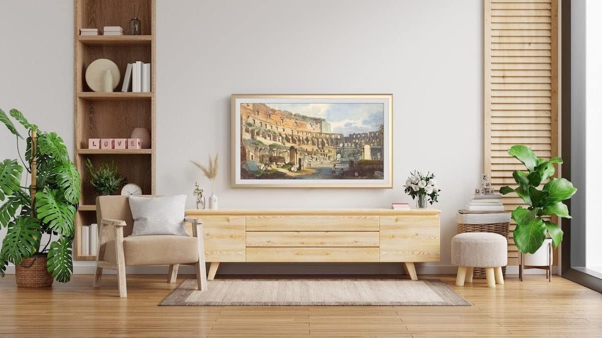 Frame My TV Deco – Marcos de TV prismáticos de aleación, bisel de oro pálido compatible solo con Samsung The Frame TV (50 pulgadas, compatible con