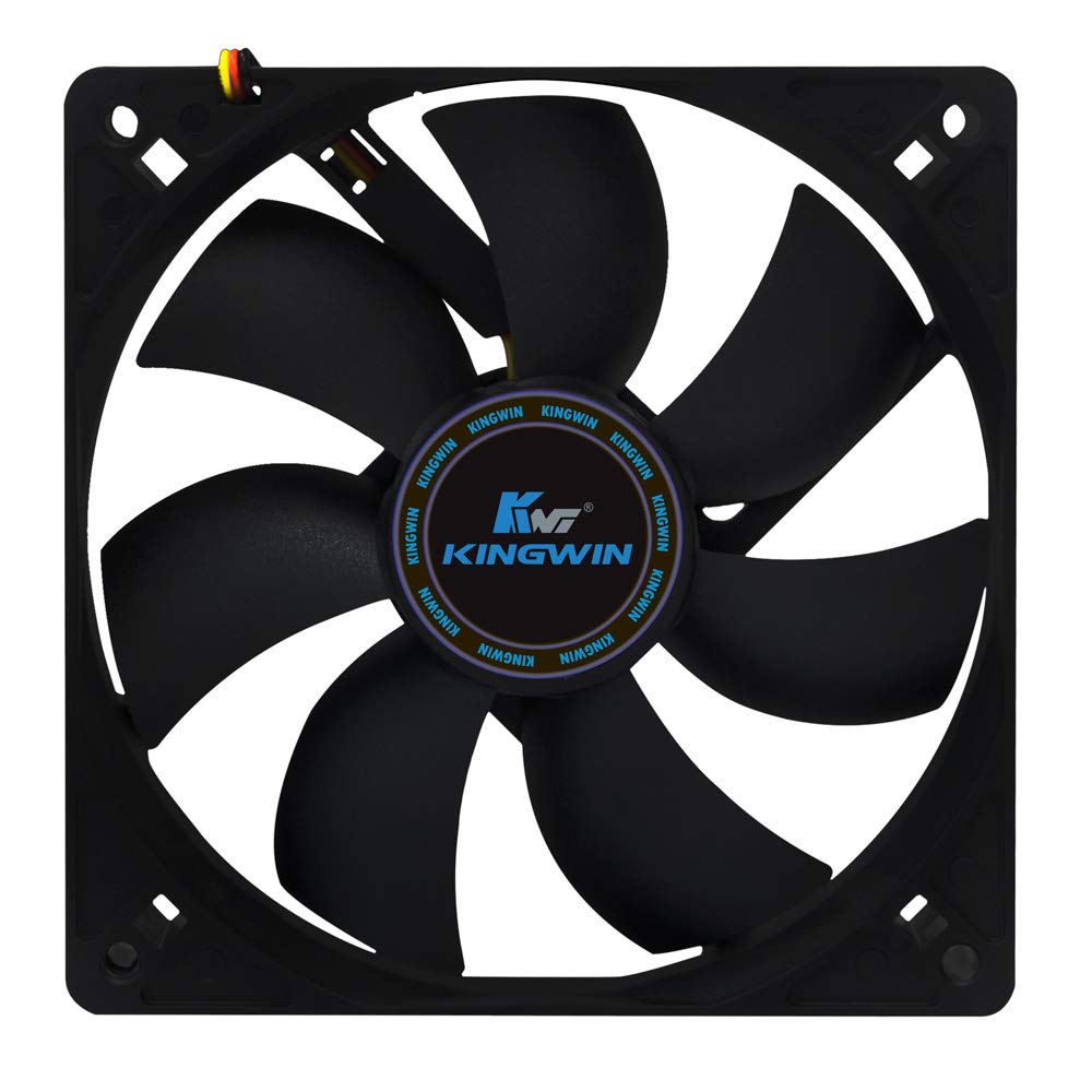 Kingwin Ventilador silencioso de 4.724 in para carcasas de computadora, plataforma de minería, refrigeradores de CPU, ventilador de refrigeración de