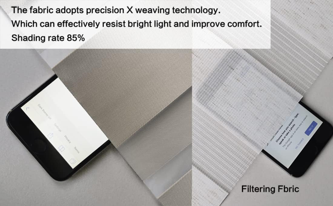 Persianas enrollables con diseño de cebra personalizadas, persianas de doble capa con control de luz para día y noche (gris claro)