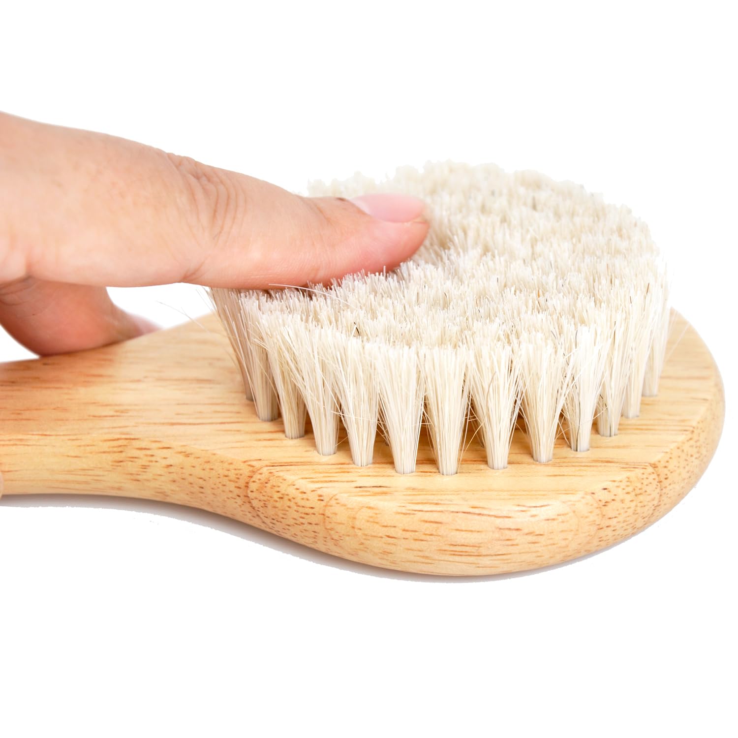 Cepillo de baño de mango largo 100% cerdas de caballo, cepillo de ducha de madera de roble, cerdas naturales para cepillado húmedo o seco, limpiador
