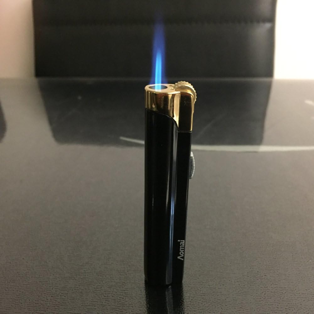 Antorcha de chorro a prueba de viento, llama de butano, encendedor de cigarrillos visible, reemplaza pedernal con bloqueo de llama, negro (2