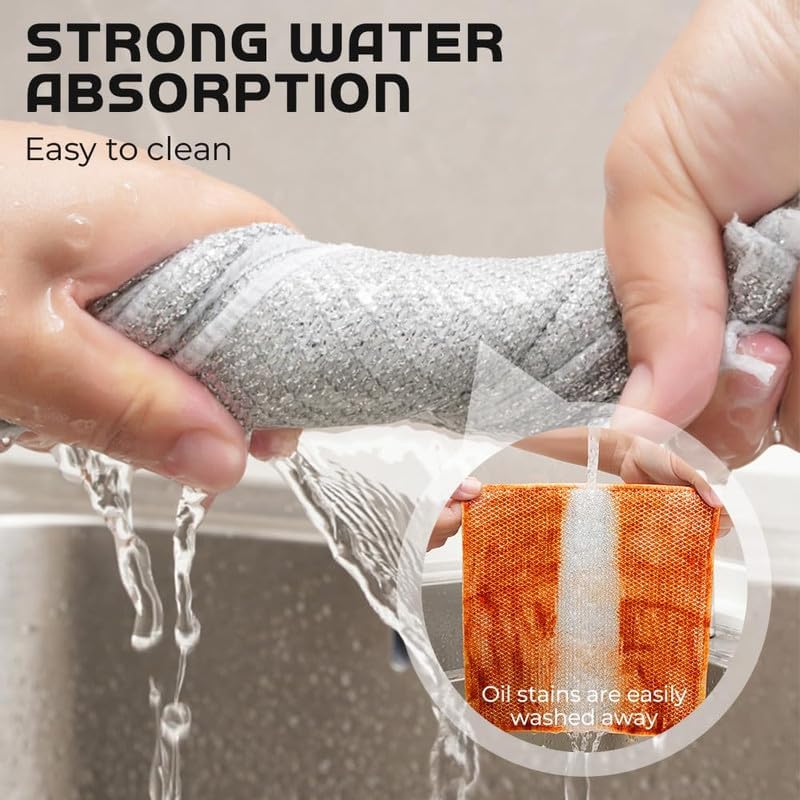 Multipurpose Wire Dishwashing Rags, 2024 New Metal Wire Dishwashing Cloths Towels Scrubs Cleans, Wet and Dry Wire Dishwashing Rags Non-Scratch Wire