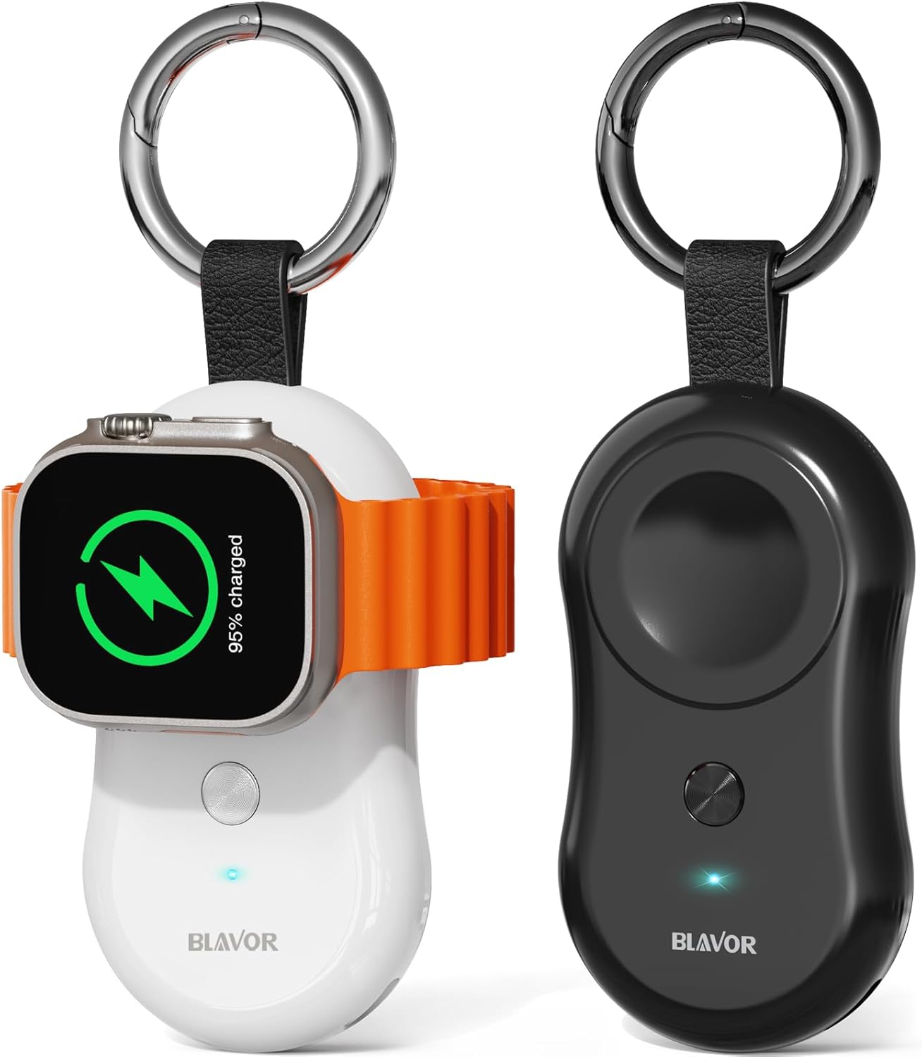 BLAVOR 2 cargadores inalámbricos magnéticos para Apple Watch (negro y blanco) + 1 cargador solar BLAVOR de 10,000 mAh (negro)