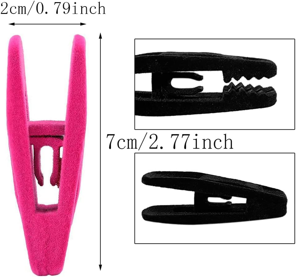 Juego de 10 clips de terciopelo antideslizantes para colgar ropa, línea delgada, clips de dedos fuertes, clip extraíble para pantalones para fijar