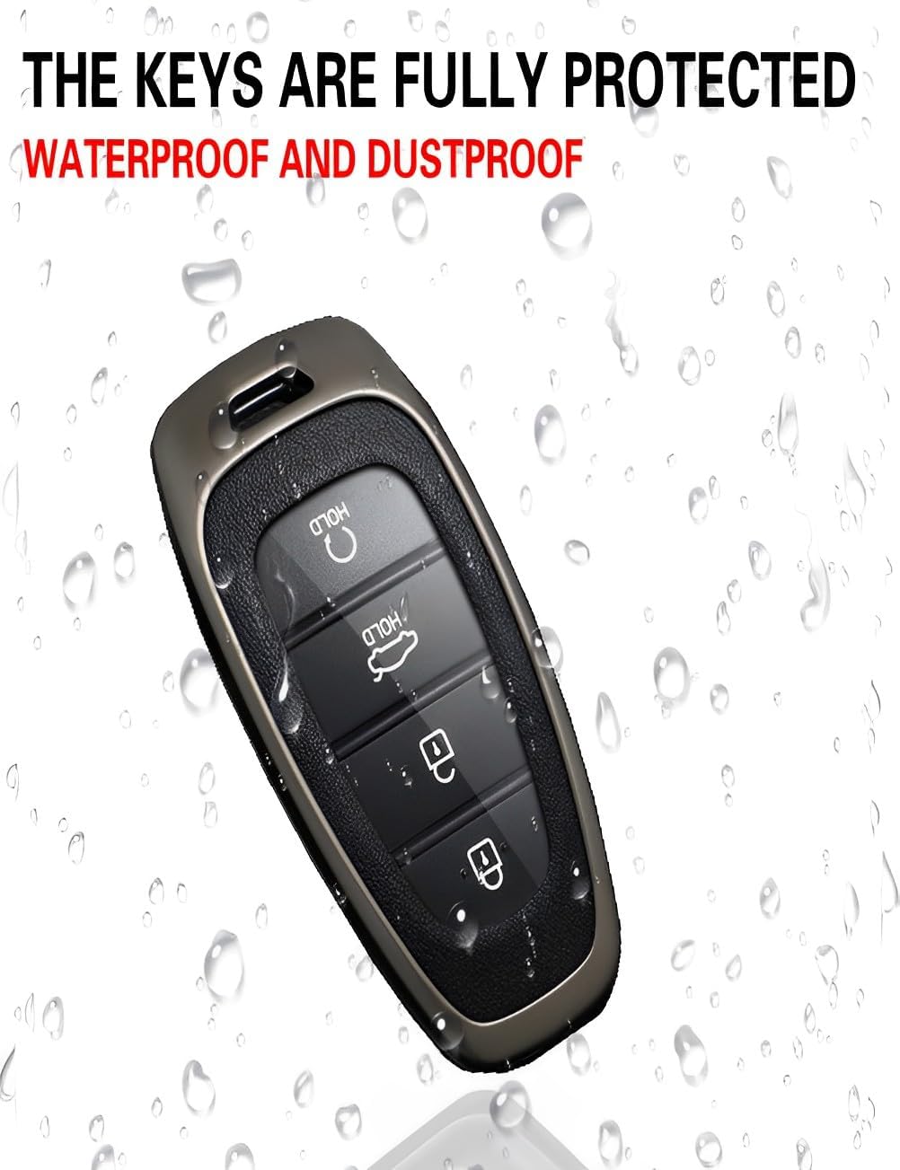 Funda de metal para llavero Hyundai, llavero de protección compatible con Tucson Santa fe NX4 2020-2023 (p-hyj-negro), Negro –