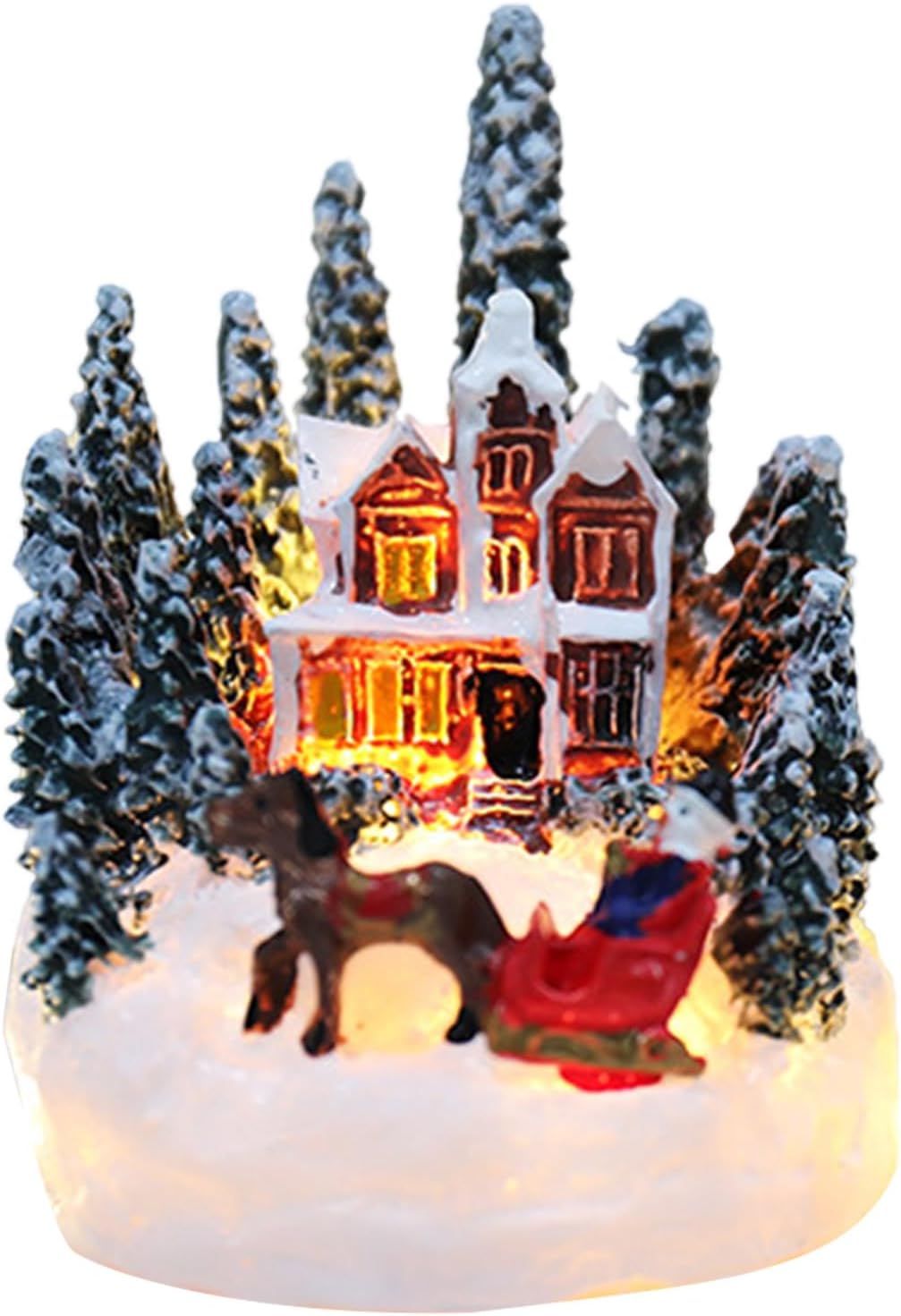 beertoy Decoración de edificios coleccionables de Navidad, figuras de pueblo de Navidad, luz LED para decoración del hogar, regalo de resina, adorno
