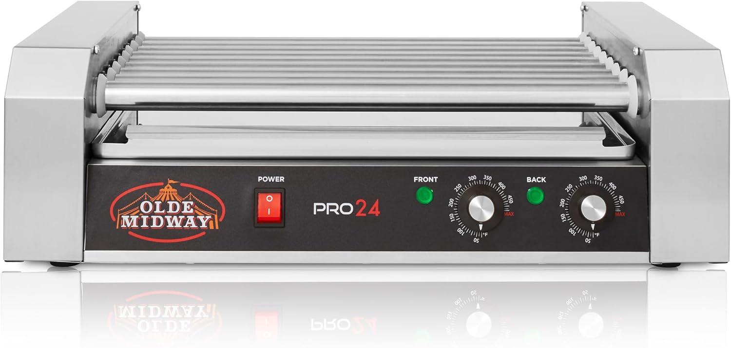 Olde Midway Máquina eléctrica 1200-Watt de la cocina de la parrilla del rodillo del perro caliente 9 del perro caliente 9 – grado comercial
