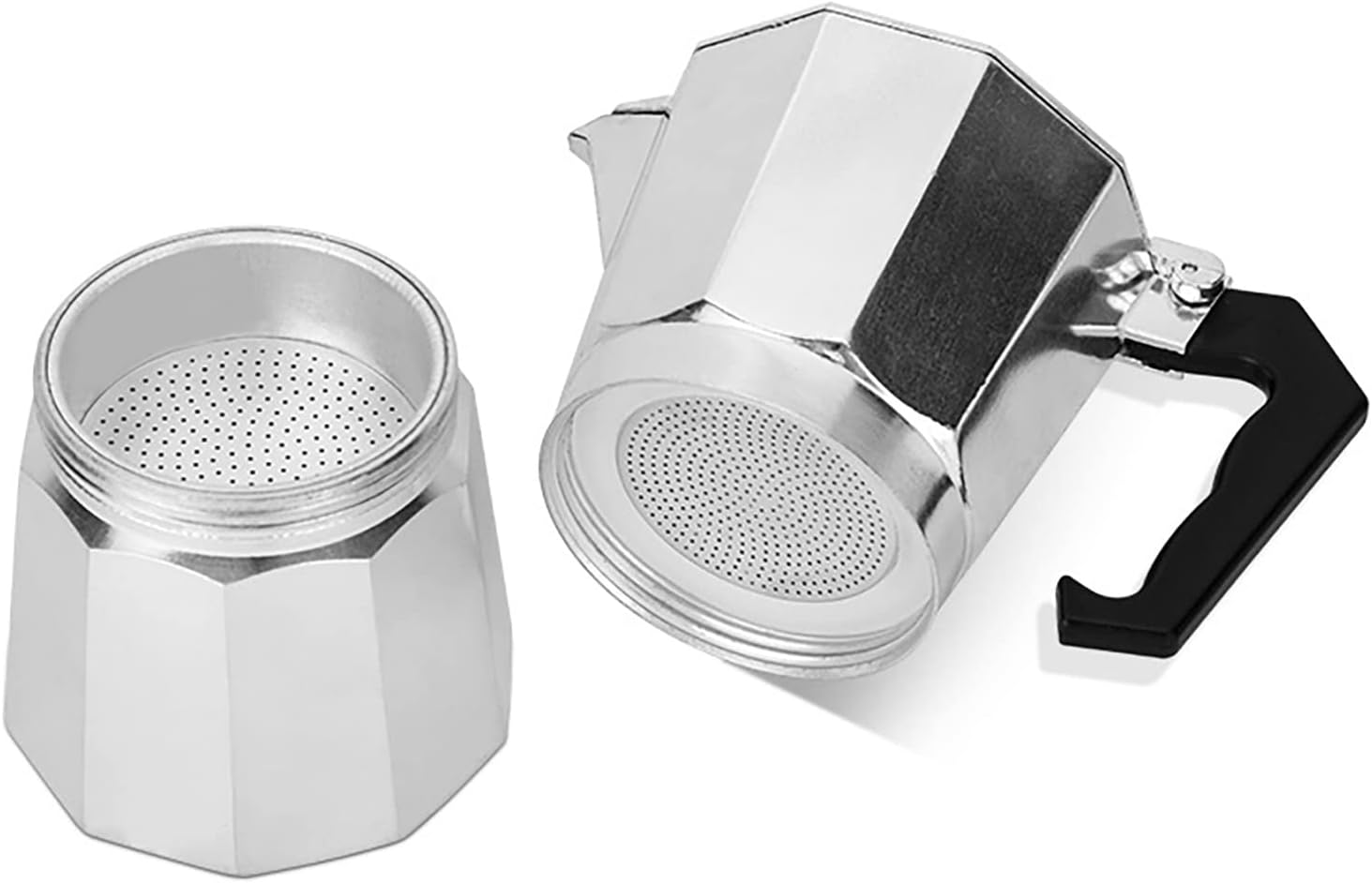 Cafetera Moka de 5.1 fl oz, estufa moka portátil octangonal de aleación de aluminio, cafeteras de 5.9 x 3.0 pulgadas, 3 tazas de espresso, plata