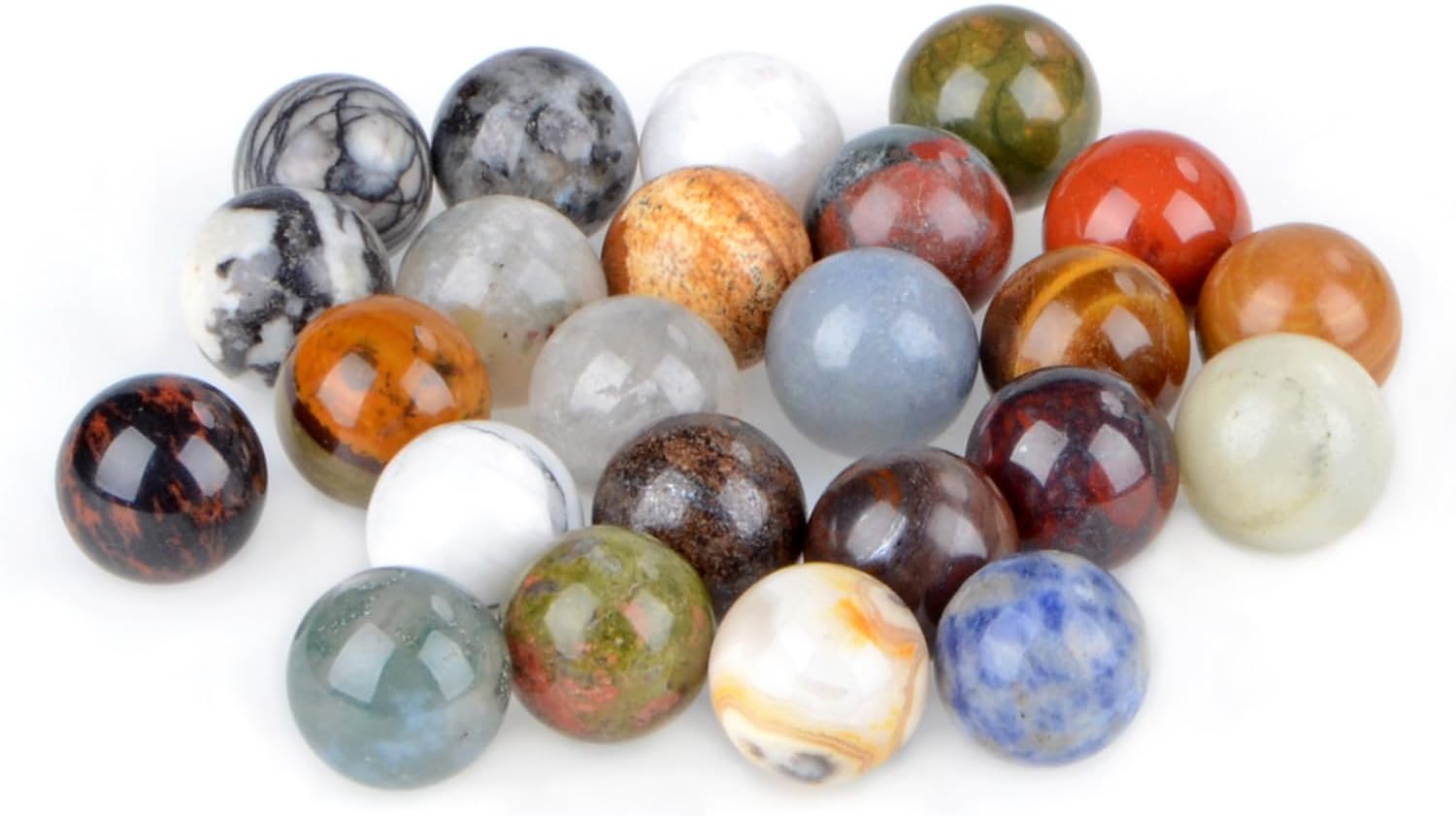 LPbeads Juego de 20 bolas de piedras preciosas naturales pulidas de 0.63 pulgadas (0.630 in)