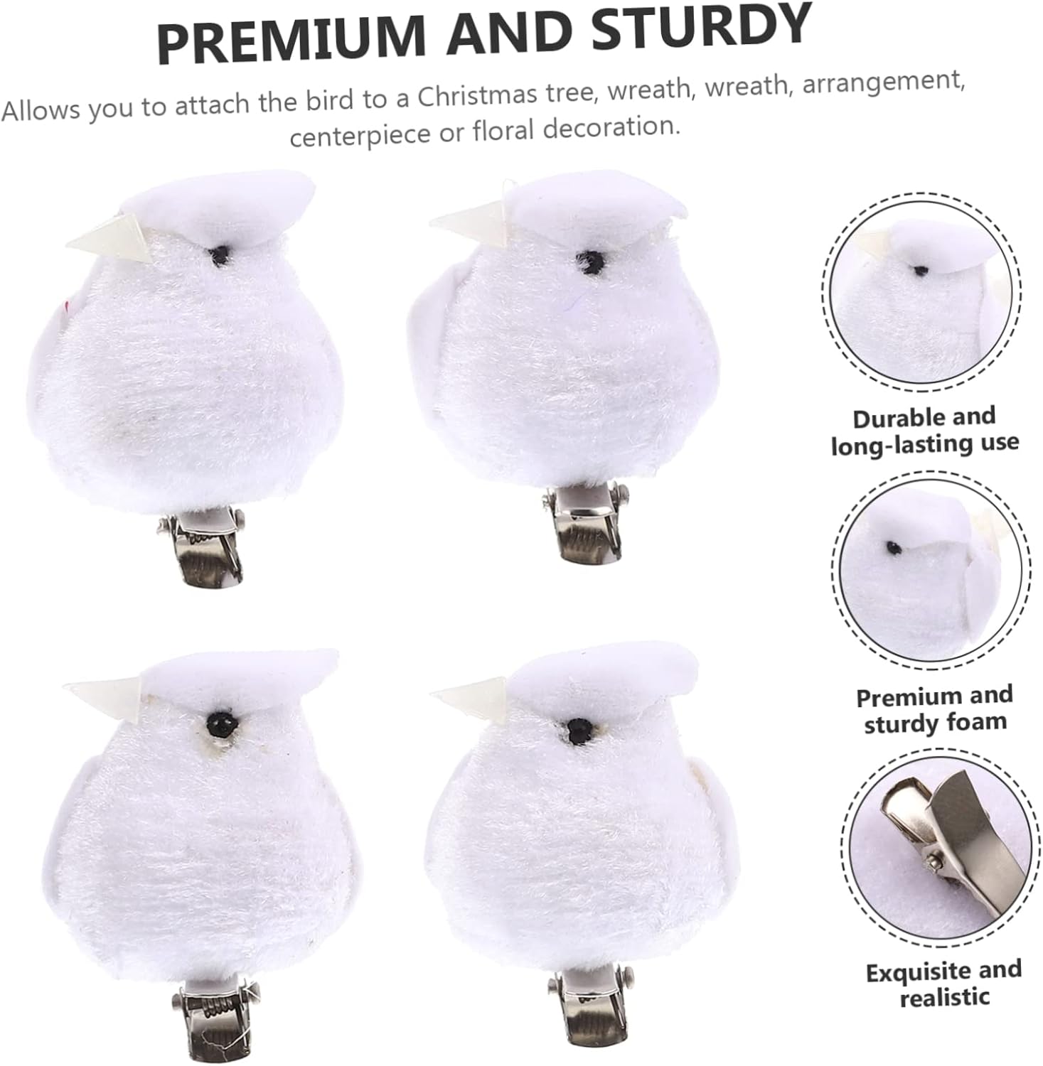 COOPHYA Pájaros falsos 4 piezas de simulación de espuma para manualidades, paloma blanca, pájaro de jardín falso, pájaros artificiales, cardenales,