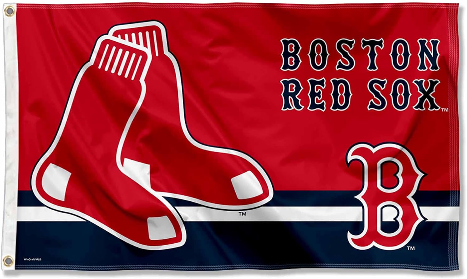 Bandera de Boston Red Sox Logo Insignia de 3 x 5 pies con ojales