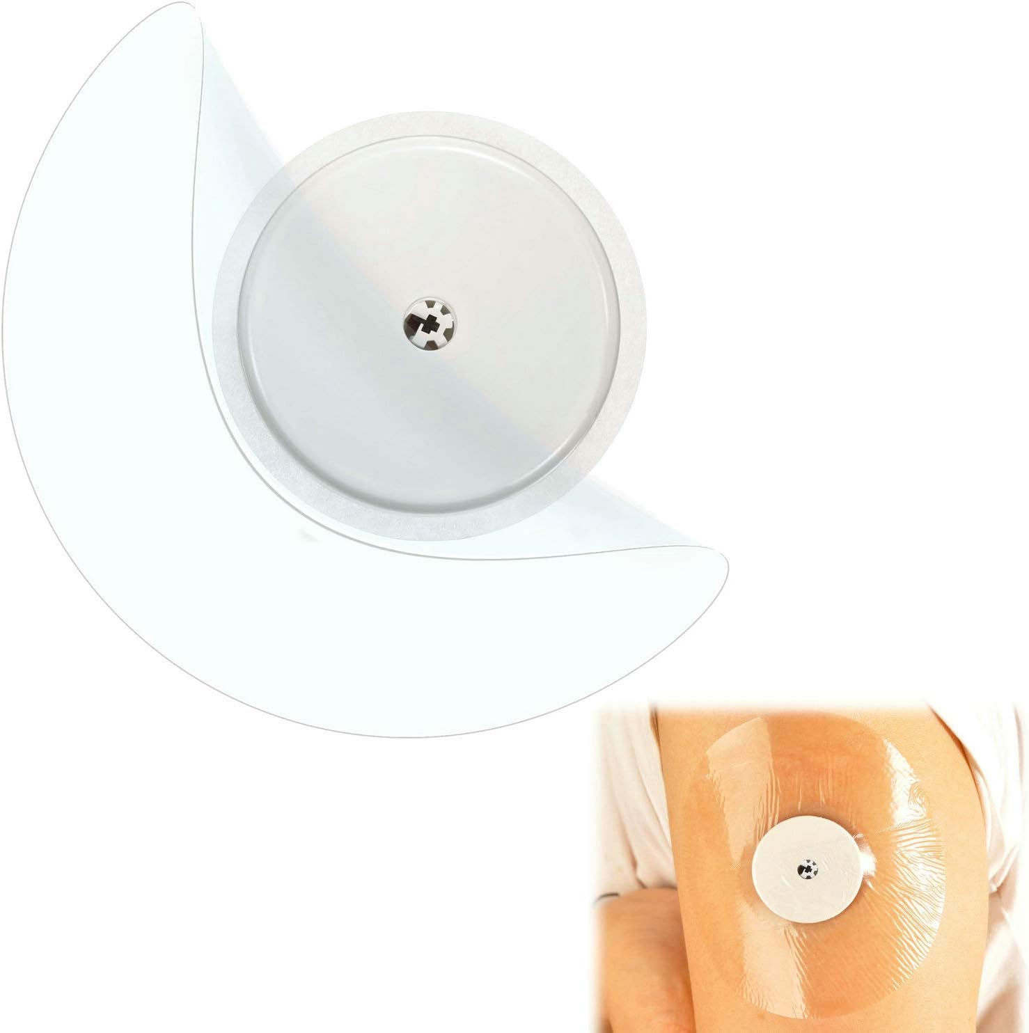 Paquete de 30 adhesivos de protección sin agujeros, parches adhesivos transparentes impermeables precortados para Freestyle Libre, Enlite, Medtronic