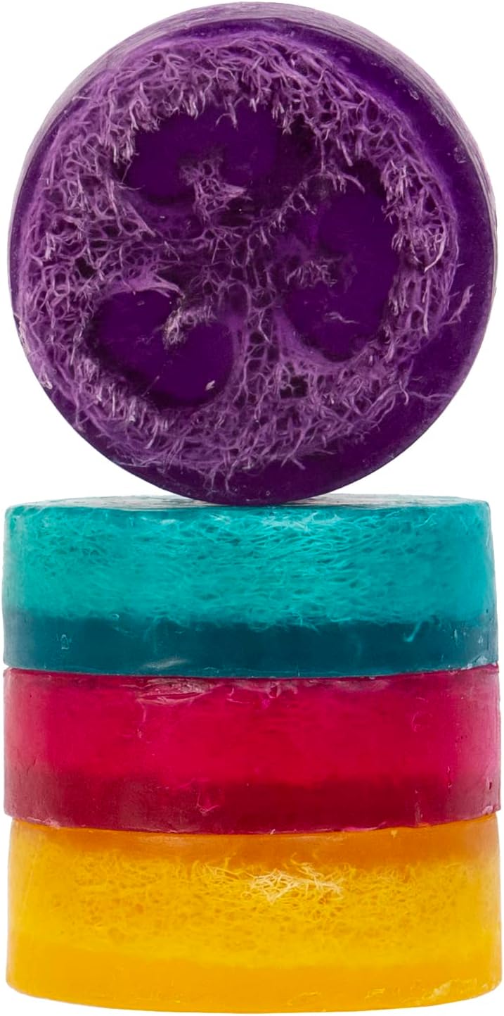 Naples Soap Company – Juego de 4 barras de esponja natural con infusión de jabón para limpiar, exfoliar e hidratar la piel, sin ingredientes