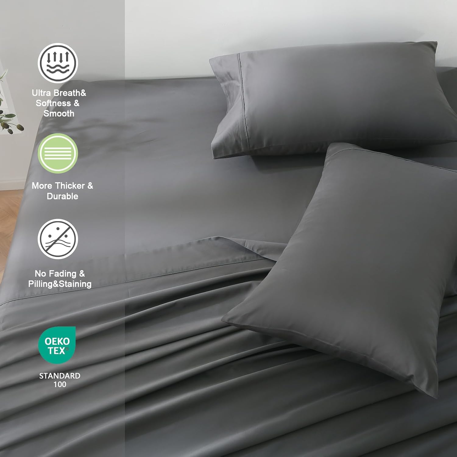 Bedlifes Sábanas refrescantes de 800 hilos 100% algodón egipcio, sábanas refrescantes suaves y transpirables de tejido satinado, sábanas de hotel de