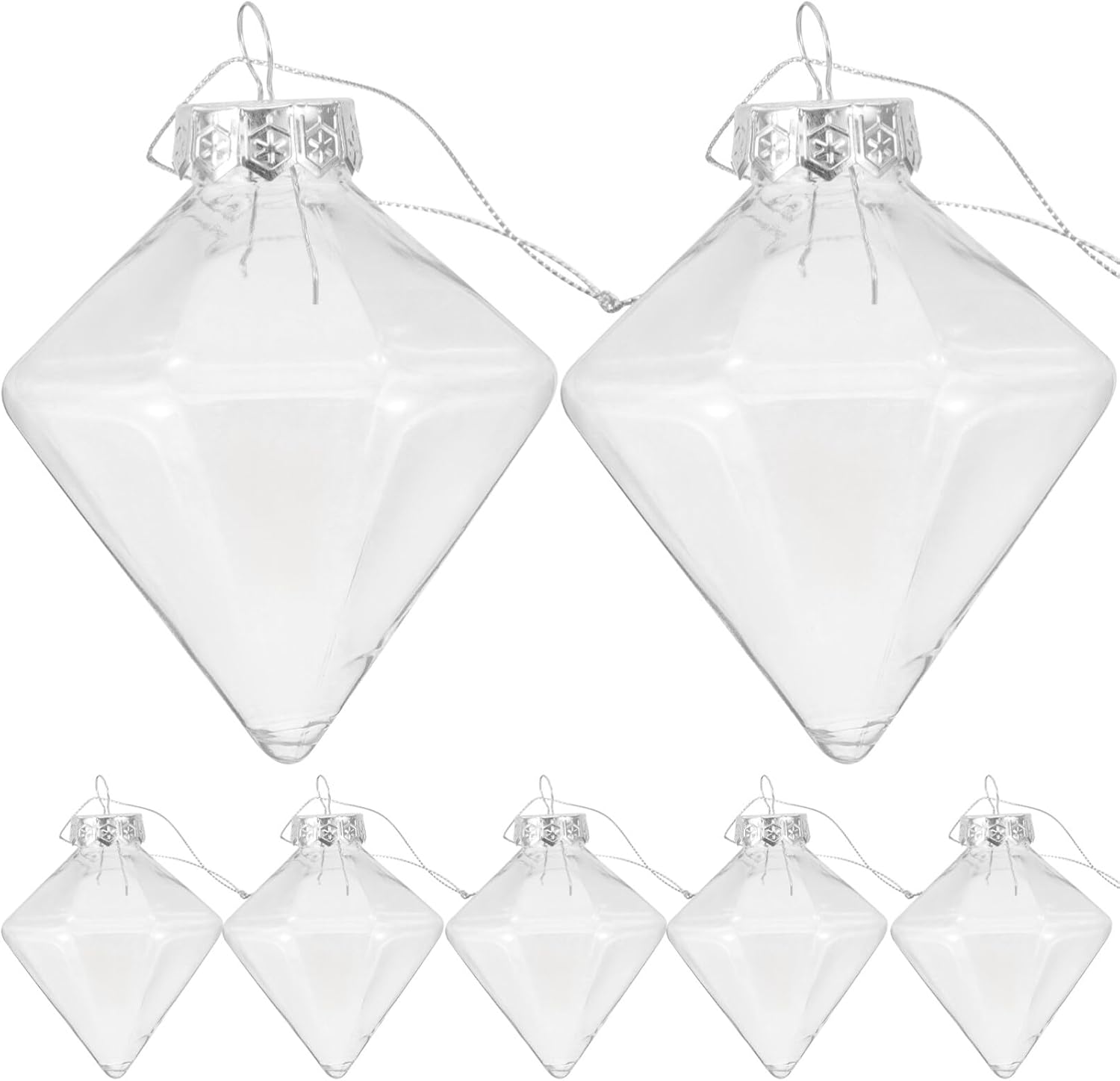Angoily Bolas de adorno rellenables de plástico transparente para Navidad, 12 unidades, prisma, bola de decoración de Navidad para proyectos de