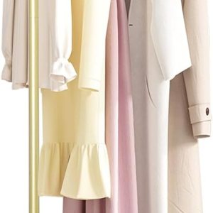 uyoyous Percheros dorados con base de madera, estantes de ropa dorados con estante para boutique, dormitorio, entrada, pasillo uyoyous Percheros dorados con base de madera, estantes de ropa dorados con estante para boutique, dormitorio, entrada, pasillo