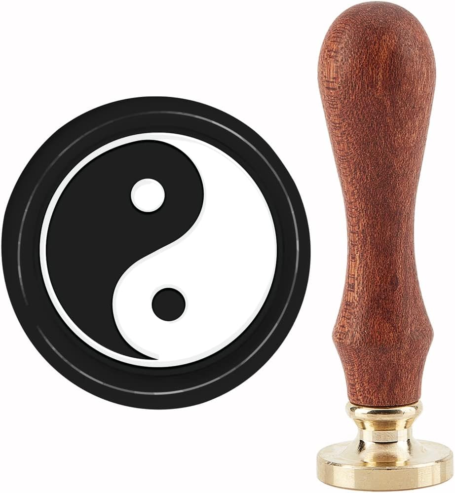 CRASPIRE Sello de cera de diagrama de Tai Chi, sello de cera de sellado de diagrama de Tai Chi, 1.181 in, retro, vintage, extraíble, latón, cabeza