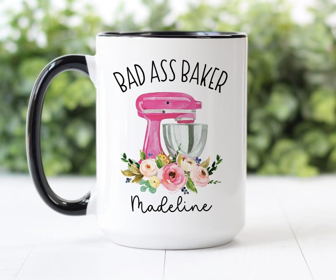 Taza de café, taza de café, taza linda, divertida taza de chef pastelero, batidora de pie, regalo para panaderos, mamá, hija panaderos, taza