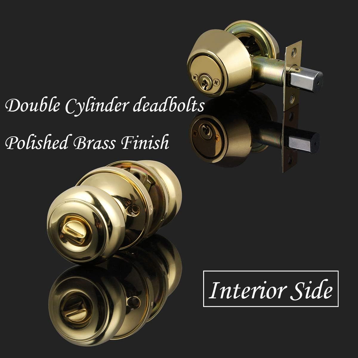 Paquete de 2 pomos de puerta de entrada con llave igual con cerradura de cerrojo de doble cilindro para cerradura de entrada y puerta delantera con