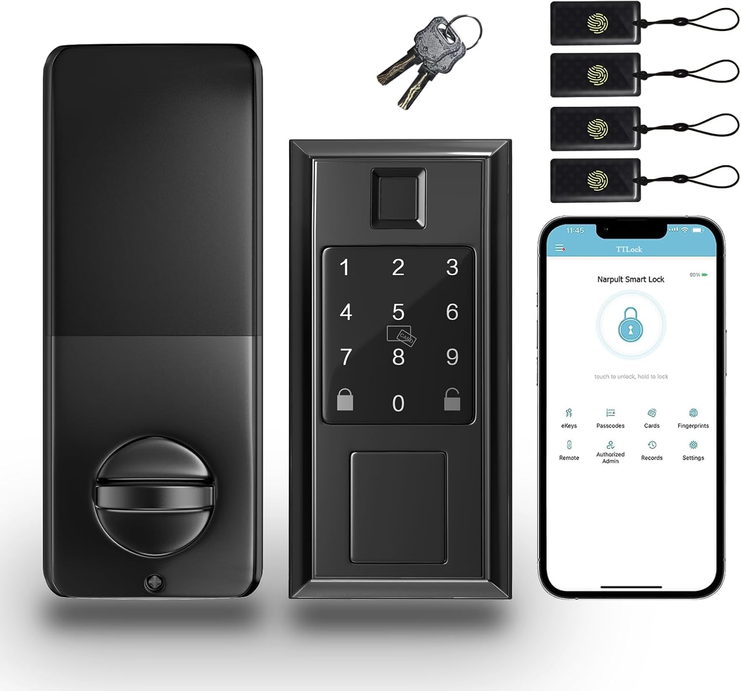 Narpult Cerradura inteligente  Cerradura de puerta de entrada sin llave  Teclado electrónico  Cerraduras inteligentes para puerta delantera, a