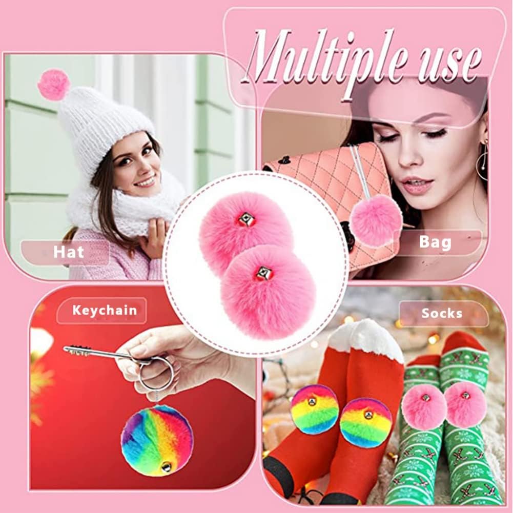 HOMU 2 pompones de patín con pompones de piel sintética para niñas y mujeres, con cascabeles y rodillos, con pompones y pompones de piel sintética,
