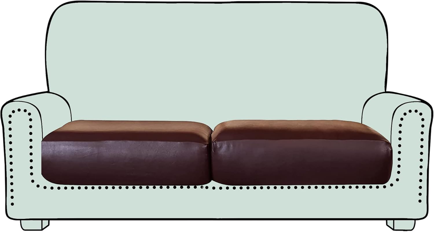 Funda de cojín de piel sintética, impermeable, elástica, para asiento de sofá, funda de sofá de piel sintética, silla de repuesto de cojín de sofá