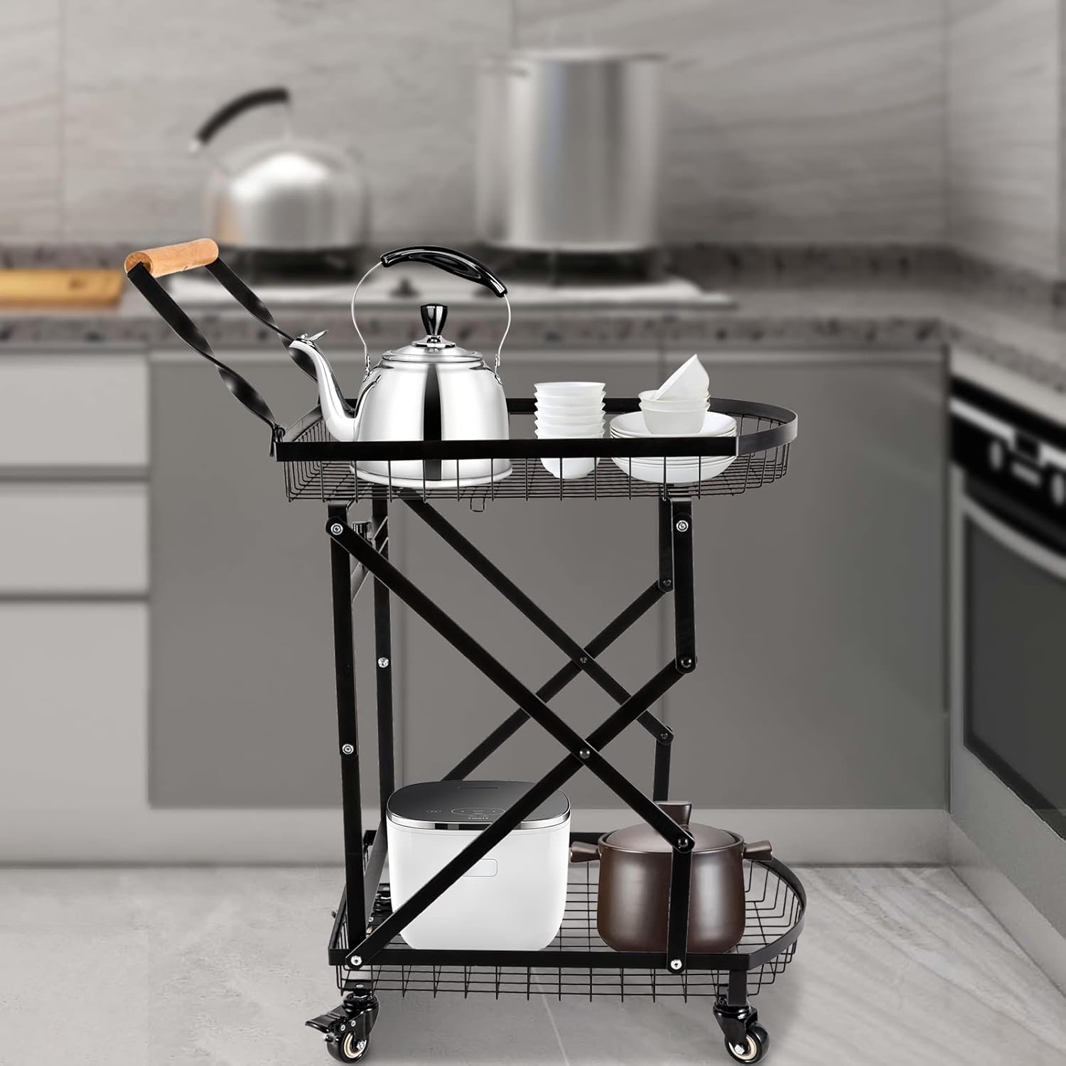 Camión de mano plegable multiusos 2 en 1 con mango retráctil en ruedas, carrito de compras con ruedas rodantes, carga de 88 libras