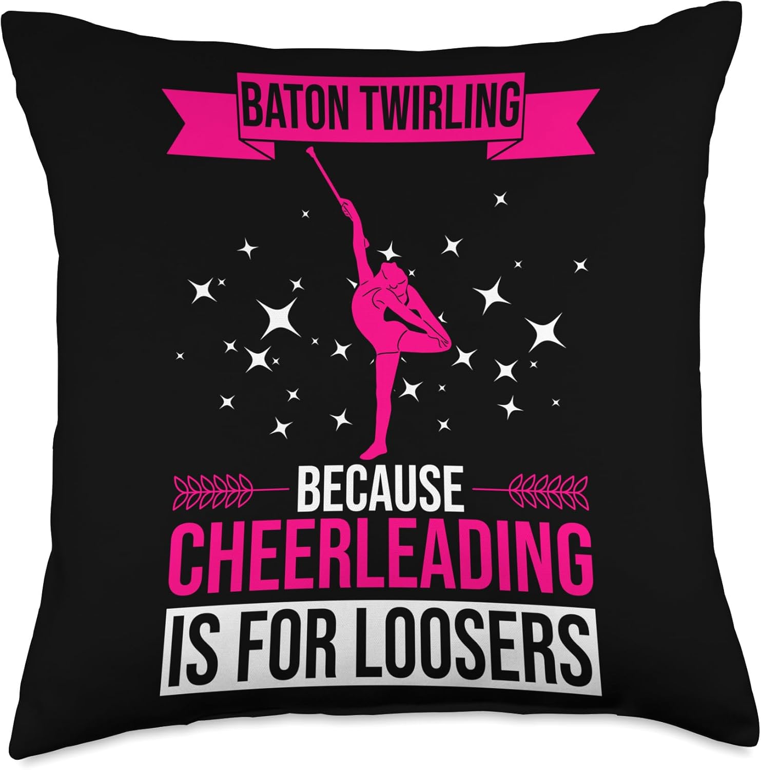 Baton Twirling & Majorette Dance Designs Baton Twirler Design for Majorette Dance Throw Pillow, 18×18, Multicolor