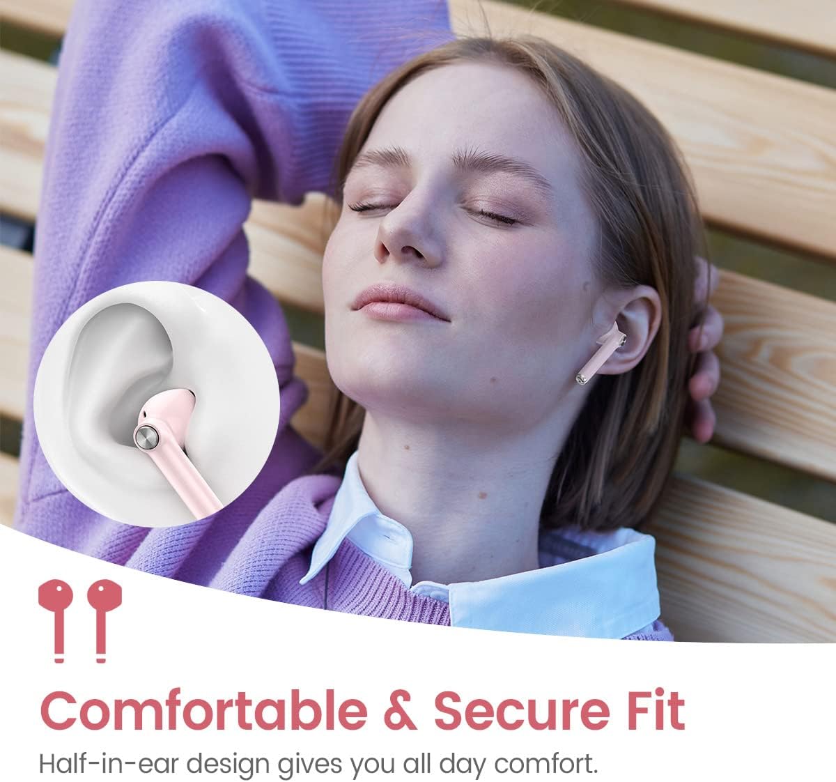 Auriculares inalámbricos con Bluetooth 5.3 con sonido estéreo de 35 horas de reproducción, estuche de carga inalámbrica y pantalla de alimentación,