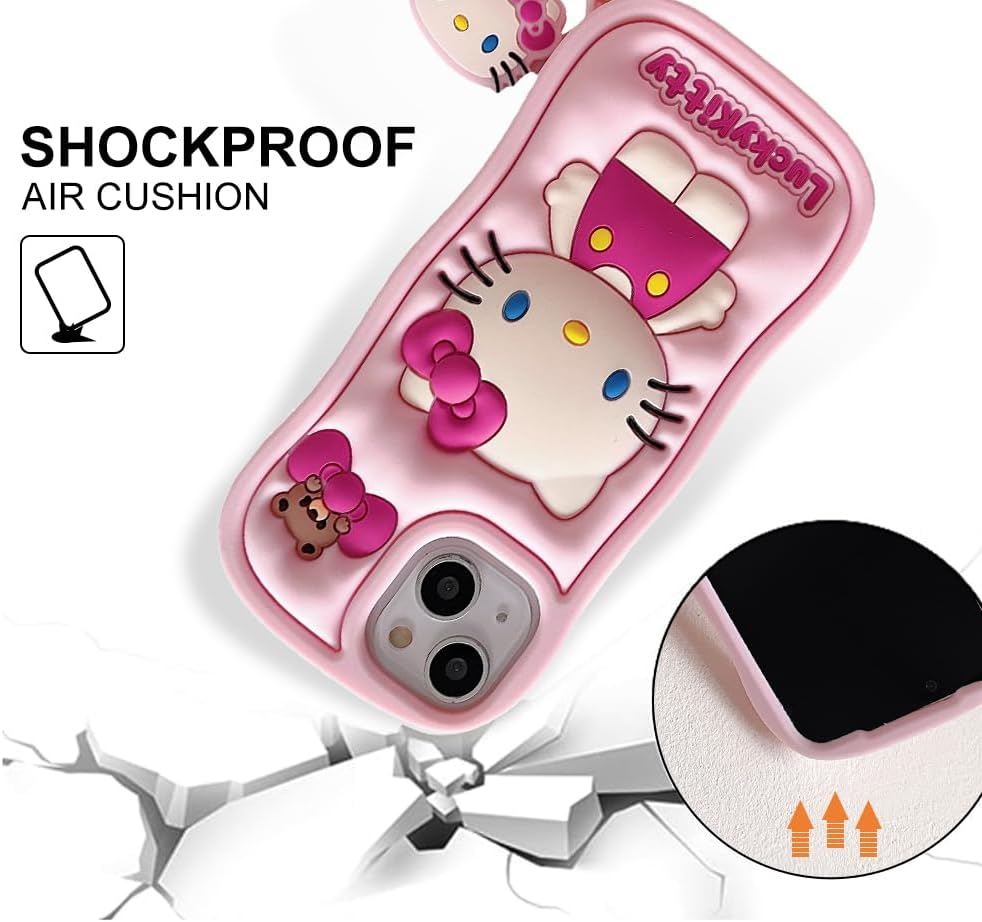 Funda de silicona de dibujos animados para iPhone 13, bonita y divertida funda 3D de personaje de gatito kawaii para niños y mujeres