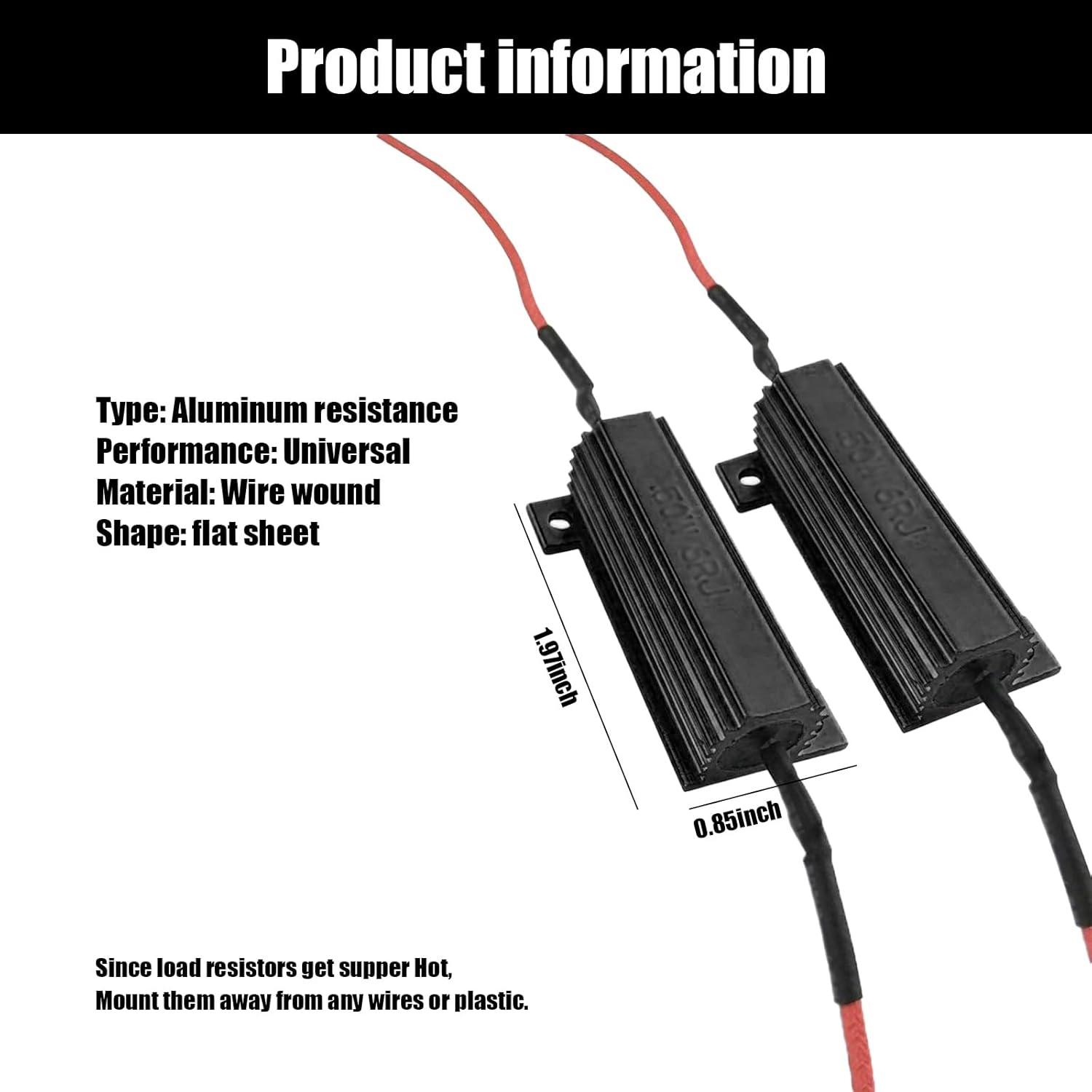 2 resistencias de carga de automóvil, 50 W 6 ohmios, resistentes a prueba de agua de bombillas LED de metal para fijar luces intermitentes