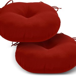 LOVTEX Bistro – Juego de 2 cojines redondos para sillas de exterior de 15 pulgadas, impermeables, redondos, con lazos, color rojo ladrillo, cojines LOVTEX Bistro – Juego de 2 cojines redondos para sillas de exterior de 15 pulgadas, impermeables, redondos, con lazos, color rojo ladrillo, cojines