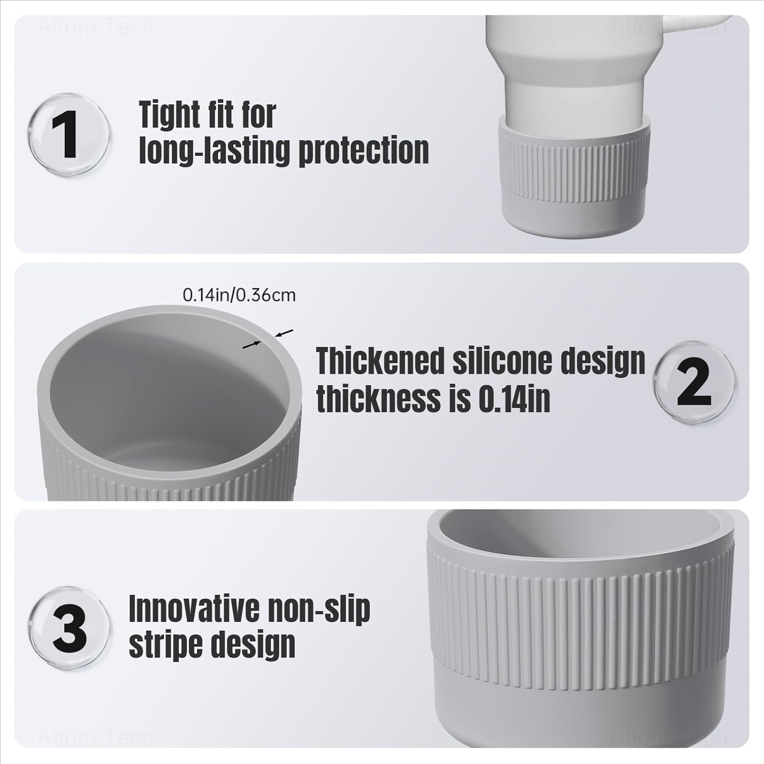 NiHome Protective Silicone Tumbler Boot 2PCS Heavy Duty, Anti-Slip Water Bottle Bottom Sleeve Stanley Cup Boots for Quencher H2.0