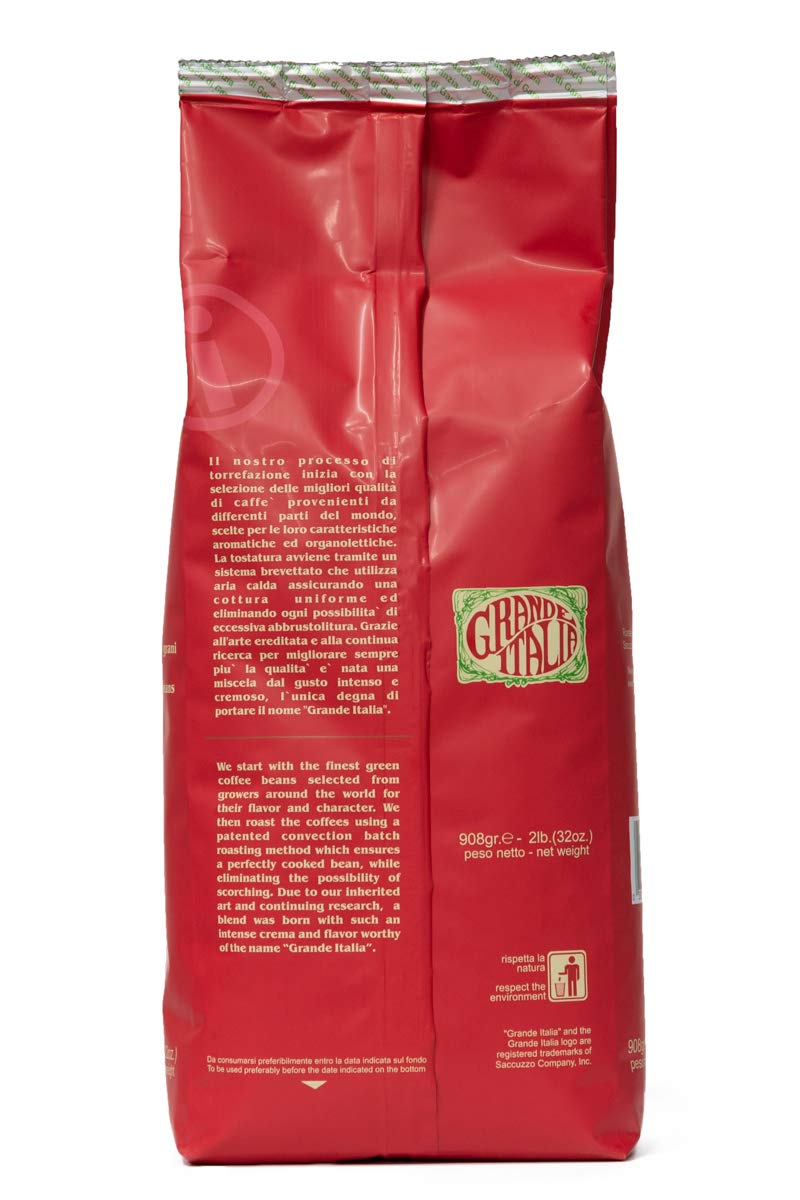Grande Italia Espresso lote pequeño tostado artesanal original, tostado medio (bolsa de 2 libras, paquete de 2)