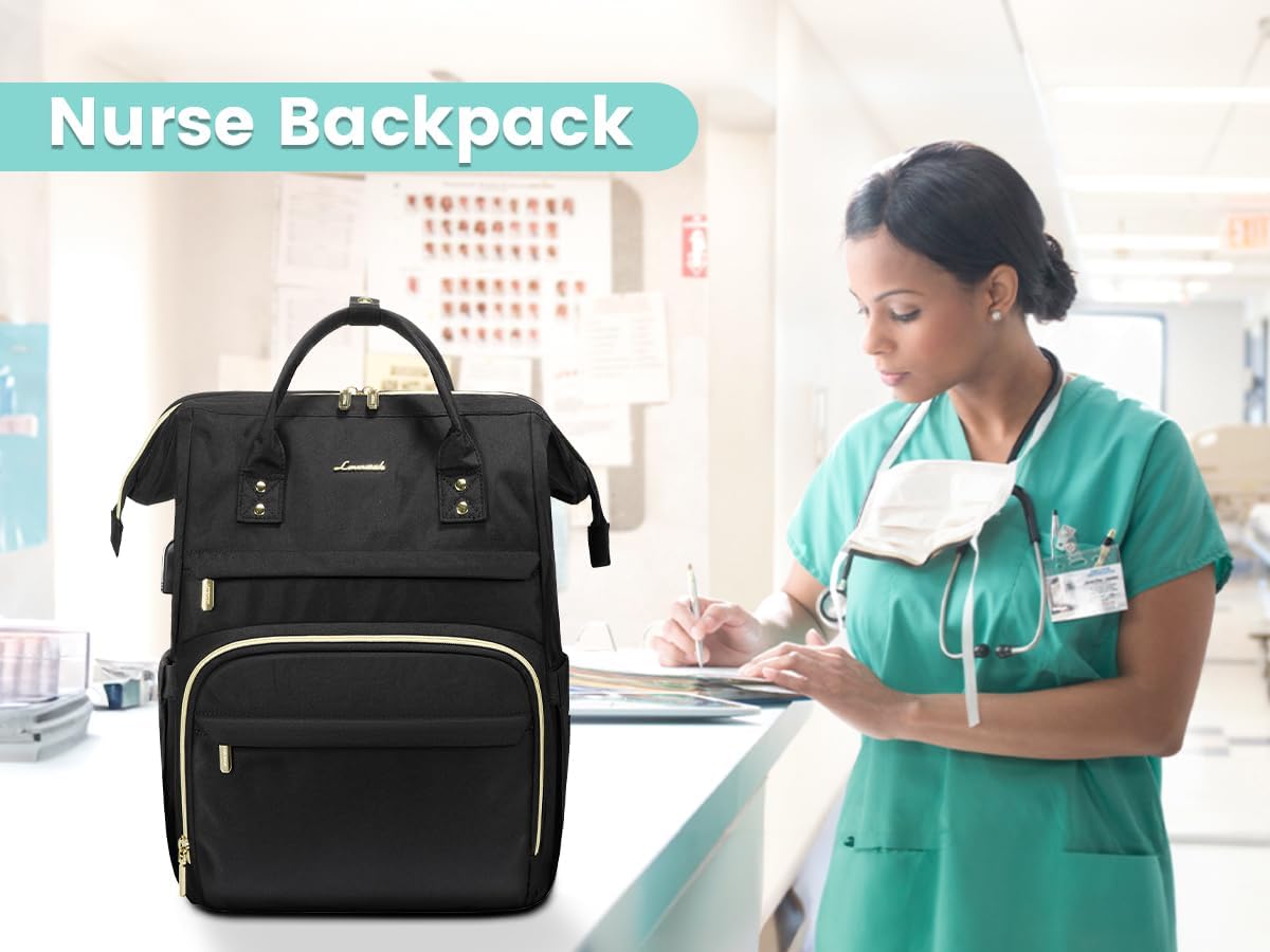 LOVEVOOK Mochila para laptop para mujer, mochila para profesores, bolsas de enfermería, mochila de trabajo para mujer, bolsa impermeable antirrobo,