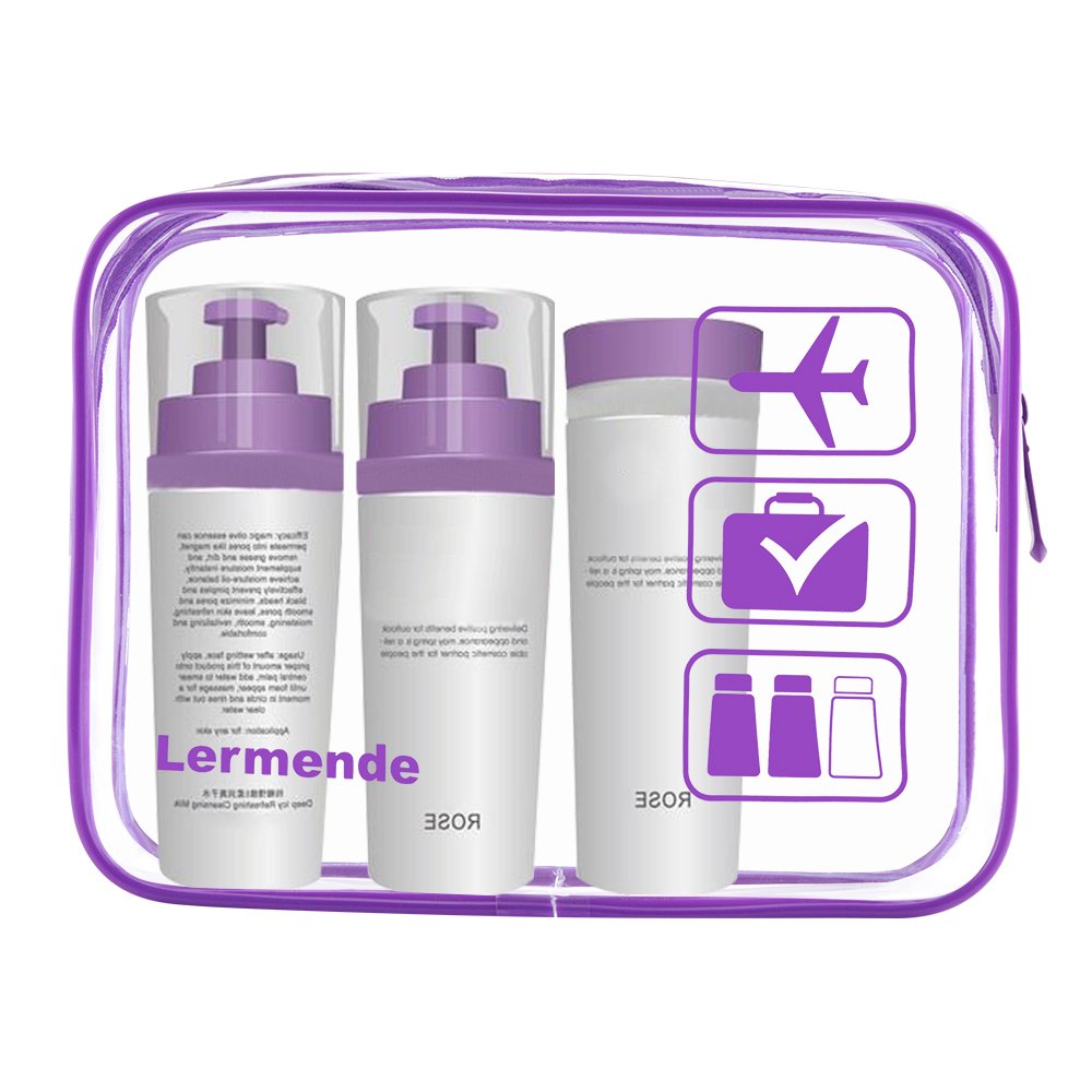 Lermende – Bolsa de aseo, 2 unidades, transparente, aprobada por la TSA, bolsa de viaje de un cuarto, tamaño 3-1-1, talla única