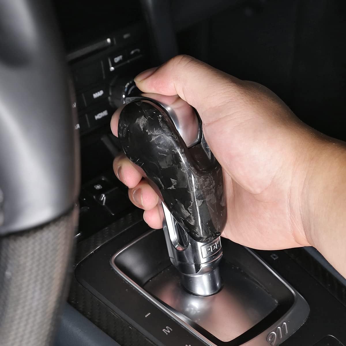 Ajuste para Porsche Macan Panamera Cayman 911 718 Boxster 2009-2020 – Cubierta de fibra de carbono real para el cabezal de cambio de marchas,