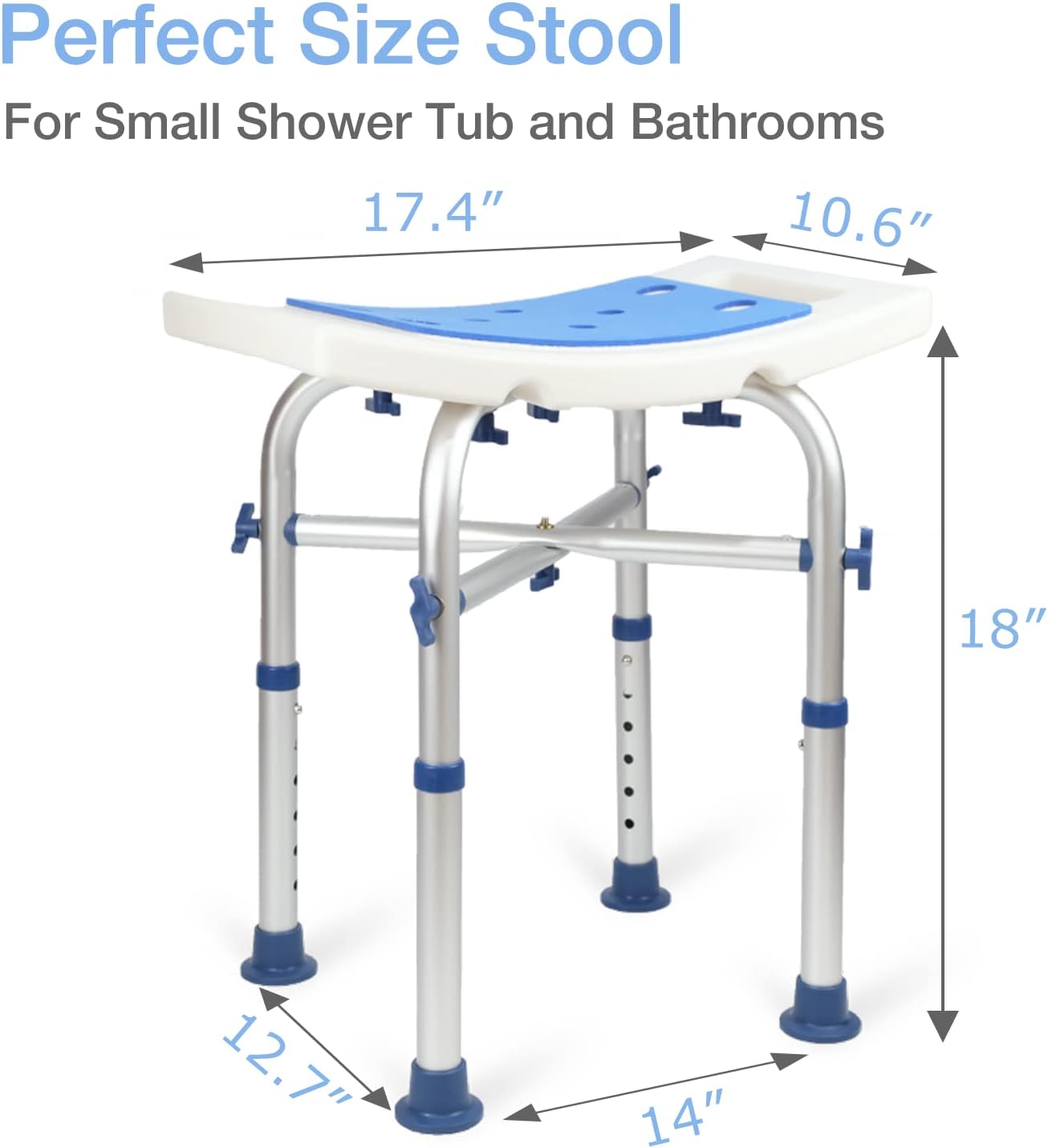 LandTale Taburete de ducha resistente de 500 libras, montaje sin herramientas, antideslizante, silla de baño de altura ajustable, bolsa de ducha