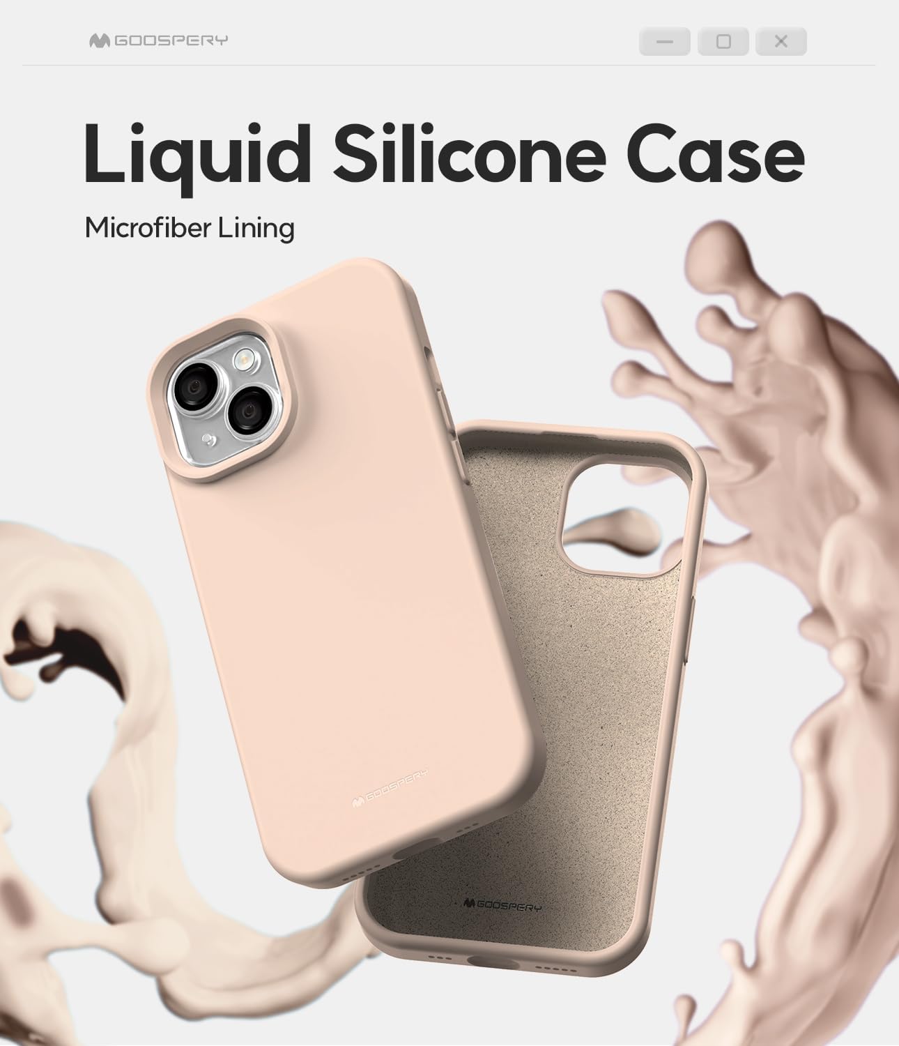 GOOSPERY Funda de silicona líquida compatible con iPhone 15, suave al tacto, protección de cuerpo completo, a prueba de golpes, con forro de