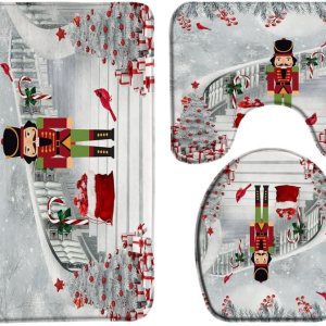 Juego de 3 tapetes de baño con diseño de árbol de Navidad, diseño de árbol de Navidad, caja de regalo, diseño de árbol de Navidad, diseño de ramas Juego de 3 tapetes de baño con diseño de árbol de Navidad, diseño de árbol de Navidad, caja de regalo, diseño de árbol de Navidad, diseño de ramas