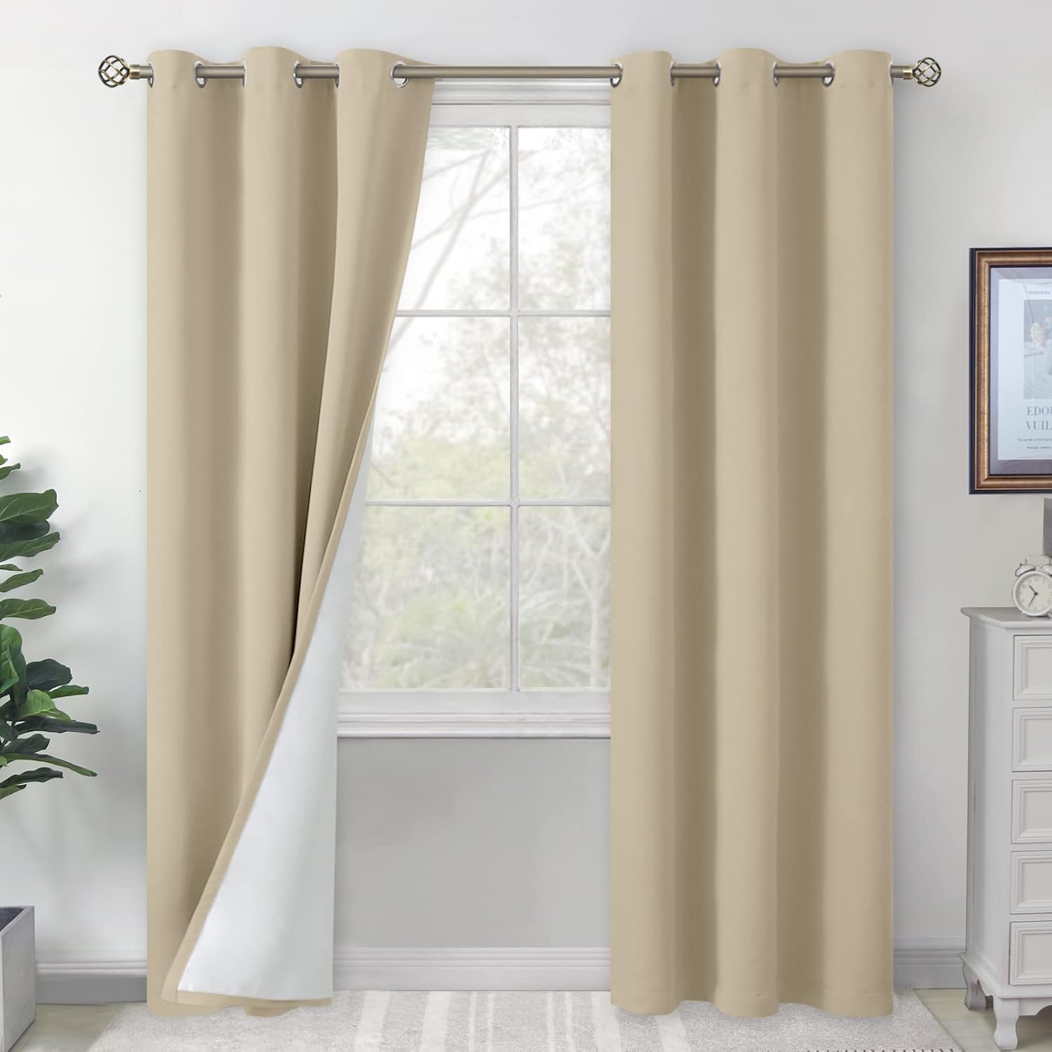 BGment Cortinas opacas para dormitorio de 84 pulgadas de largo, juego de 2 paneles de cortinas con aislamiento térmico insonorizadas para oscurecer