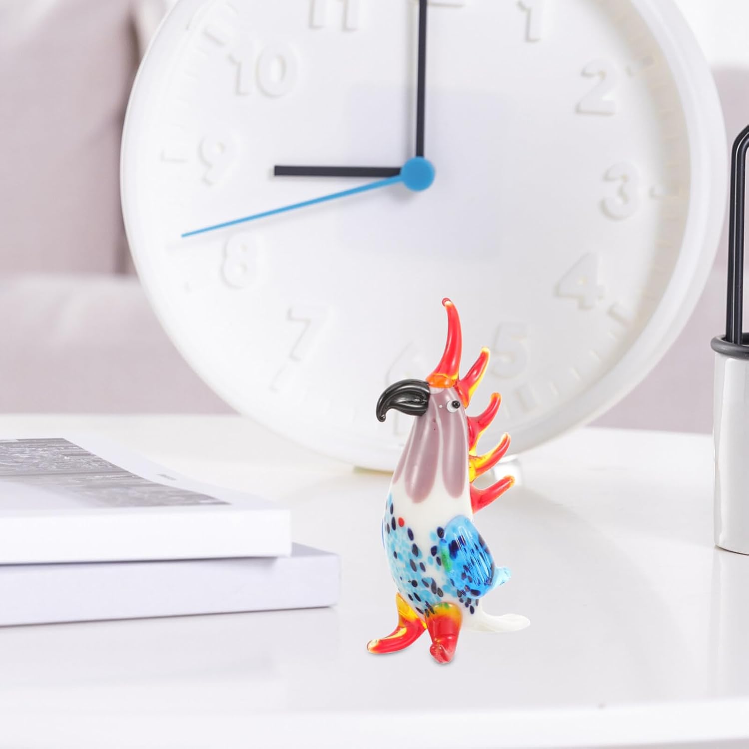 VILLCASE Figura de pájaro de cristal para decoración de esculturas de mano para el hogar, decoración de mano, adorable figura de loro, mini animal